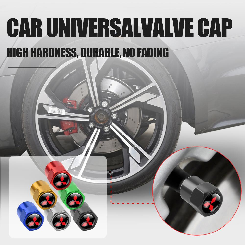cyhk7 4Pcs Car Wheel Air Valve Dust Cover Accessories For Mitsubishi 9 Ralliart EX ASX L200 Colt Outlander Pajero Lancer Eclipse Cross