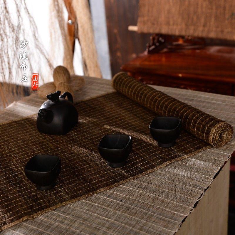 

Handmade Natural Ramie Cloth Table Runner Tea Table Mat Ramie Fabric Tea Mat Modern Minimalist Chinese Style Pastoral Tea Mat 35cm wide 50cm long