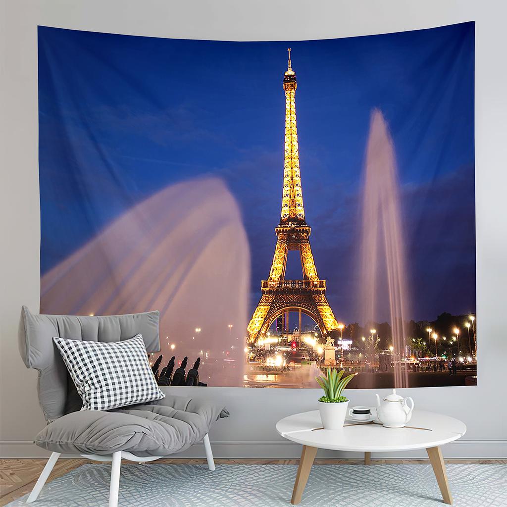 Eiffel Tower Tapestry Water Reflection Tapestry French Architecture Tapestry Living Room Bedroom Dorm Decor Background Cloth