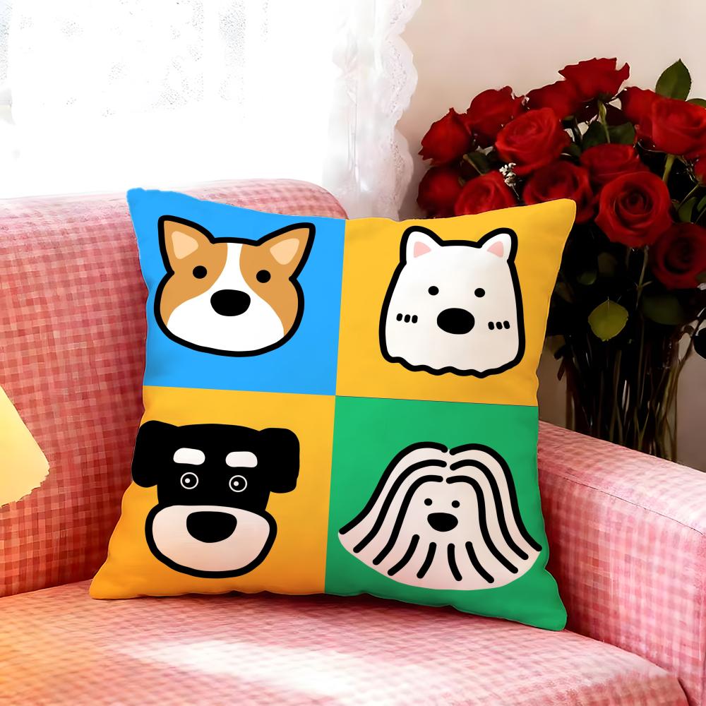 Gentle Cartoon Simple Cute Dog Cushion Cover Premium Soft Pillowcase SkinFriendly MultiPurpose for Home Office Travel