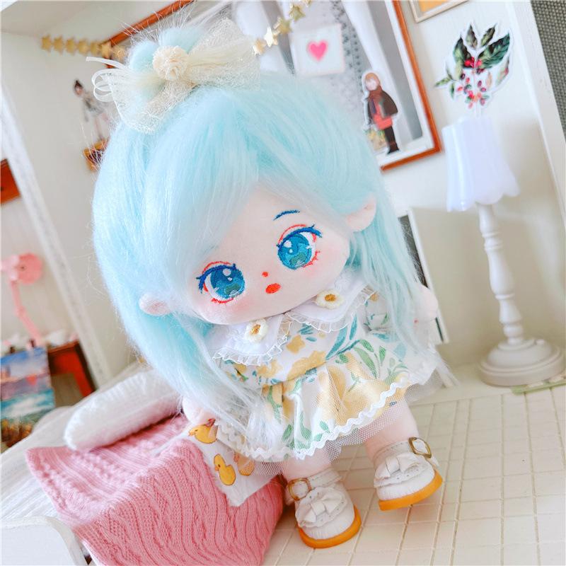 20cm Cotton Doll Blue Hair Baby Friends Idol Star Dolls Cute Stuffed Plush Toys Doll Plushies Toys Fans Collection Gifts