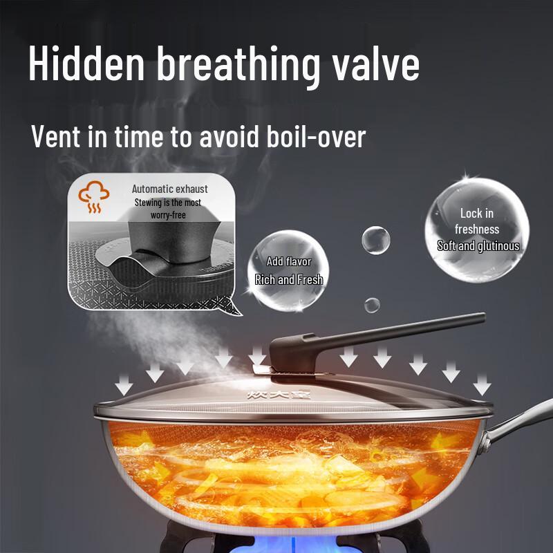 Chu Da Huang 32cm 304 Stainless Steel Honeycomb Non-stick Wok