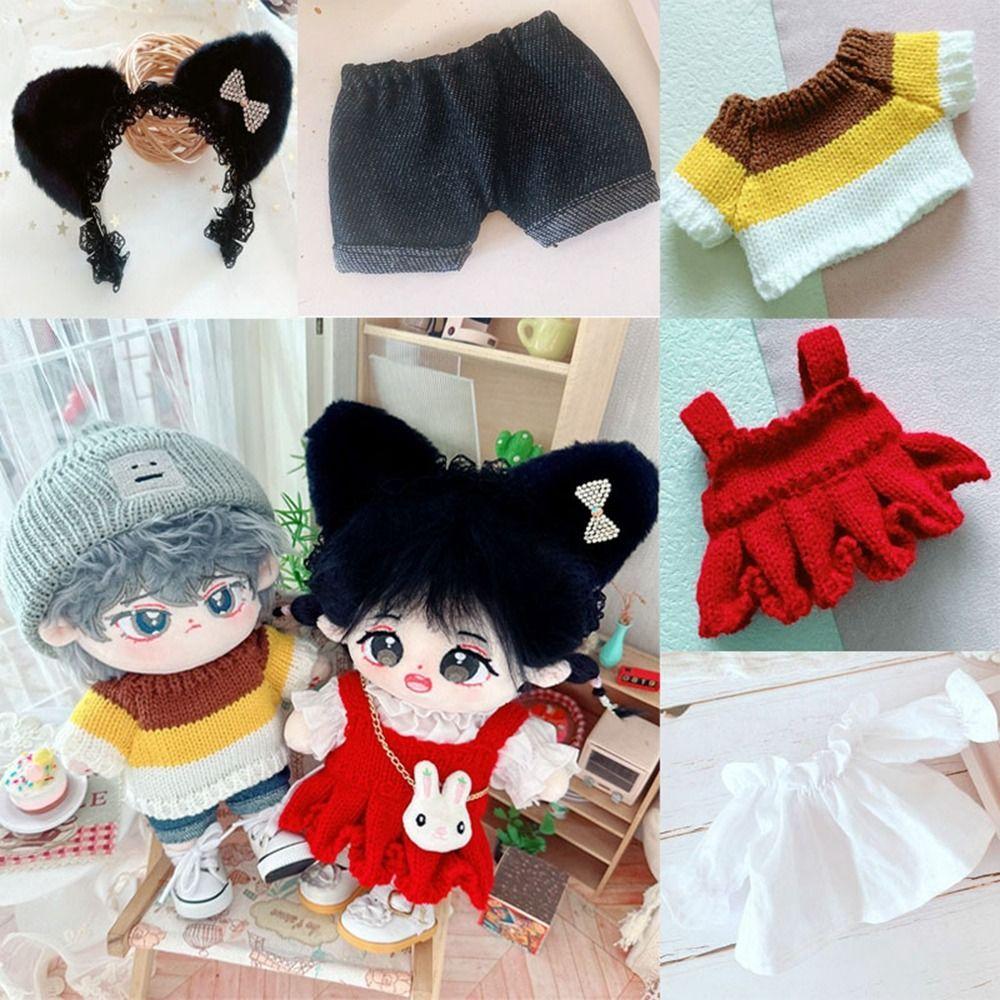 

Модный кукольный свитер, шорты, повязка на голову в кошачьем стиле, мини-свитер, шапки, 20 см, хлопковые мягкие куклы