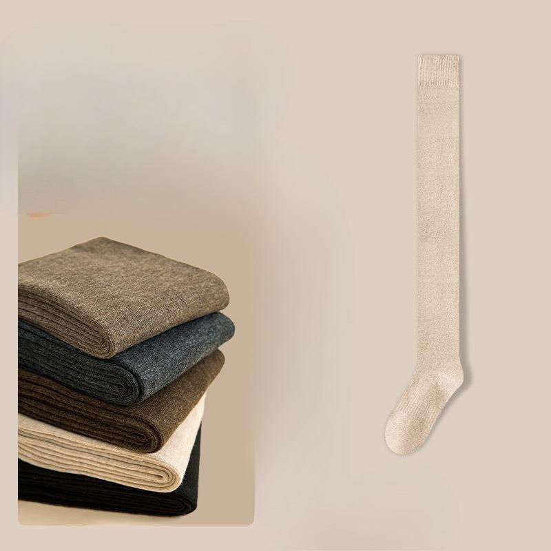 Fleece Oberschenkelstrümpfe, Damen Herbst- und Winter Verdickte Warme Kniehohe Socken, Sportkorsett Hohe Socken, Schweißabsorbierende Baumwollsocken