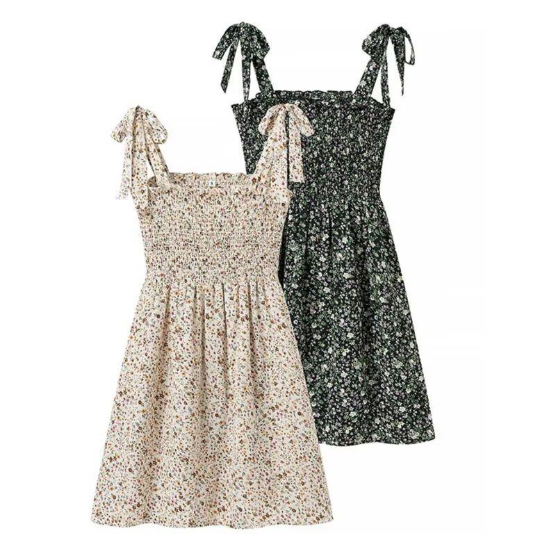 Kaslead New Arrival Women's Clothing Fashion Style Fashion Casual Simple Lace Small Floral Strap Dress