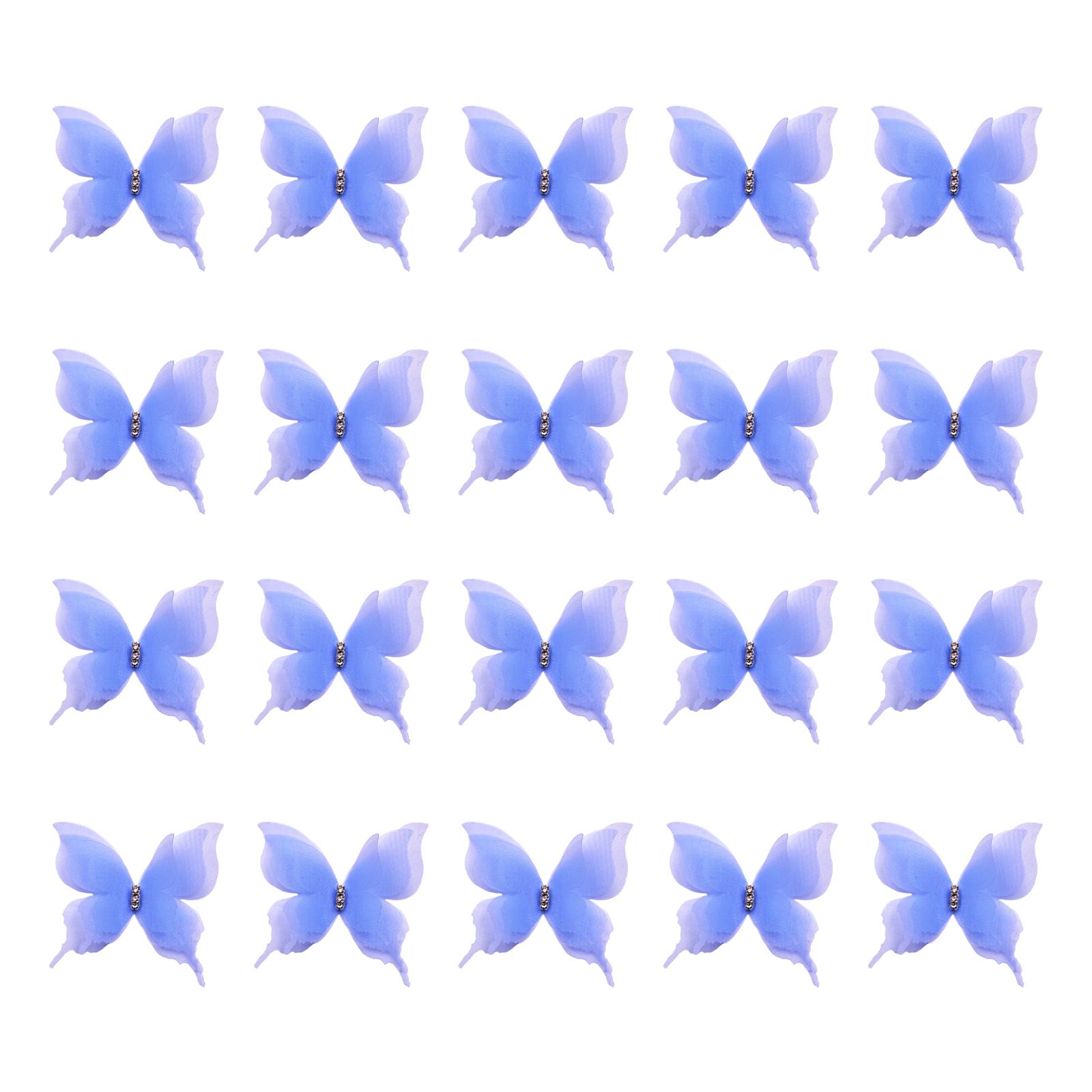 

20 шт. вышитых аппликаций-бабочек, нашивки для пришивания, для шитья, рукоделия, украшения свадебного платья, одежды, аксессуары для волос синий