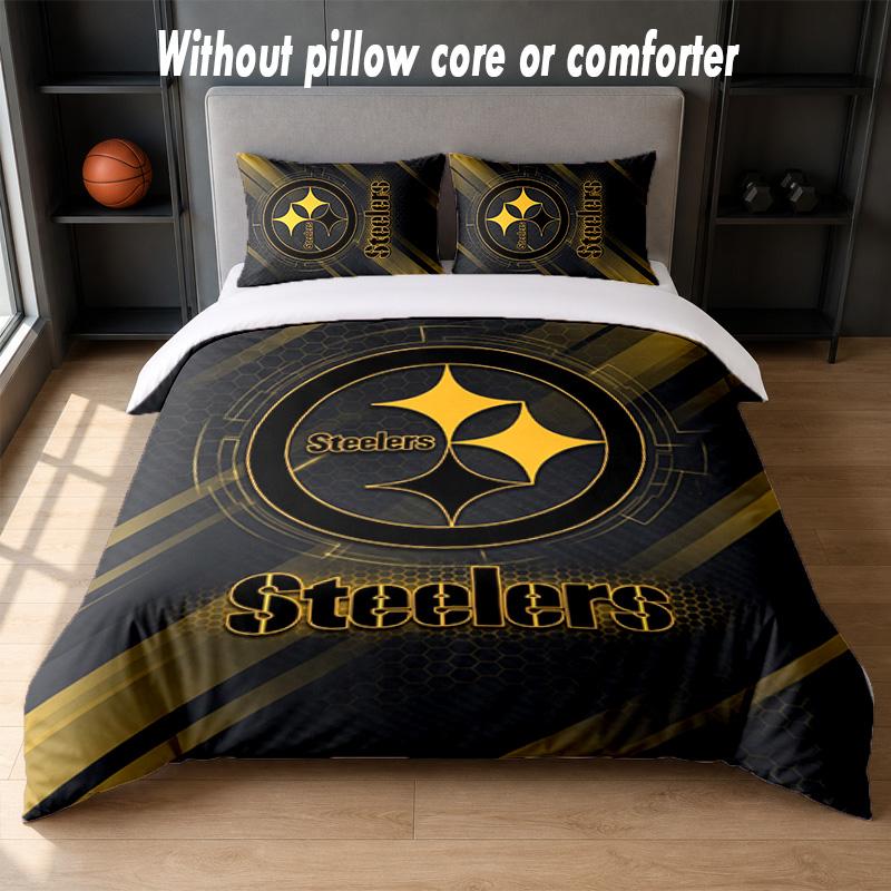Pittsburgh Steelers Design Bed Bedding Set 1 Duvet Cover + 2 Pillowcases Soft Breathable Household Bed Linens