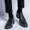 New Brock men's shoes British pointed engraved leather shoes business dress Korean version breathable wedding leather shoes men