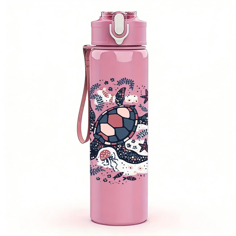 1PC Spider Web Skull Circular Art Print 750ml Color Plastic Sports Water Bottle Leakproof Flip Straw Lid Suitable for Sports Office Home Use