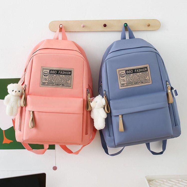 Schoolbag Large Capacity Korean Edition Student School Bag Four-piece Set Fashion Elements Versatile Campus Backpack Handbag Pencil Bag Crossbody