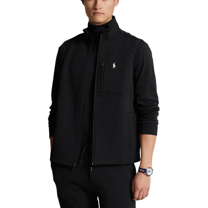 Polo Ralph Lauren Ss24 Solid Color Logo Embroidered Zipper Casual Vest Men vests Black MNPOKNI1N220006-001