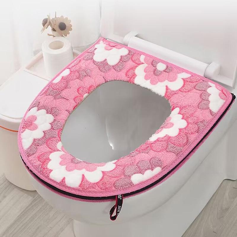 

Плюшева накладка на сидіння унітаза на блискавці - потовщена для всіх сезонів рожевий