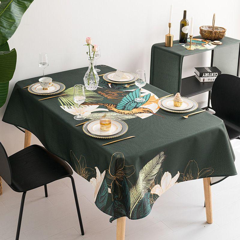 

Cotton and Linen Dining Table Fabric Ins Tablecloth Waterproof Oil-Proof Disposable Scandinavian Desk Cloth Rectangular Coffee Table Tablecloth Lark [Tablecloth]] 170*110cm (small long table)