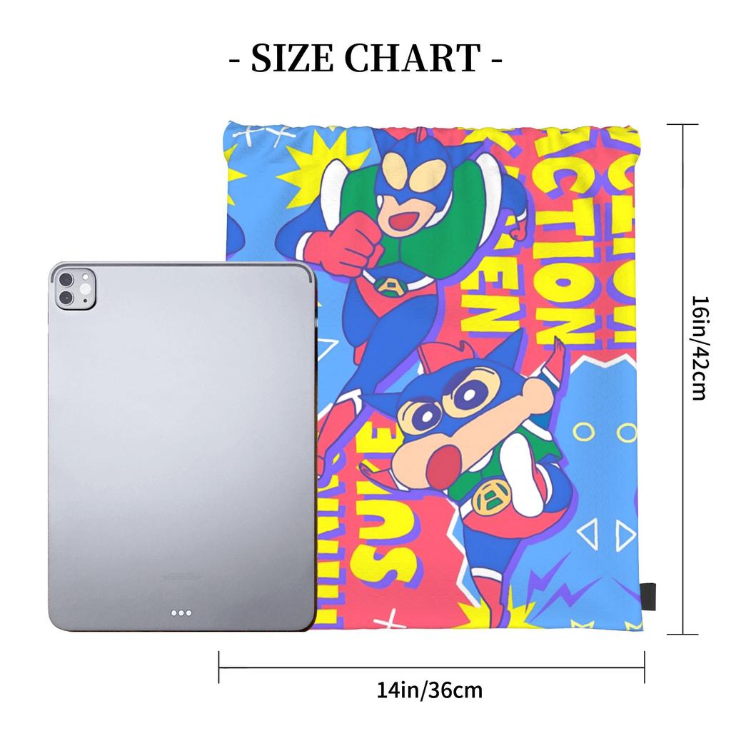 Custom Crayons Shins Chans Drawstring Backpack Bags Men Women Lightweight Cartoon Gym Sports Sackpack Sacks for Yoga