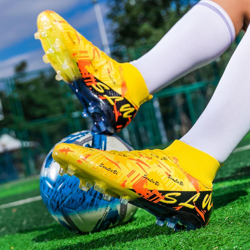 34-46 Men's High-top Football Boots Outdoor Long Spikes Sports Football Boots Large Size Youth Sports Children's Football Boots