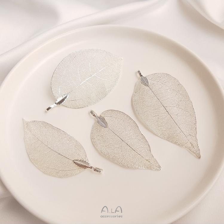 

Позолоченная подвеска-шарм в виде листа из стерлингового серебра для изготовления украшений своими руками (Ожерелье и заколка для волос)