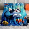 1PC Cat Swimming Underwater Print Adult Children Warm Blankets Home Travel Car Soft and Comfortable Suitable for All Seasons