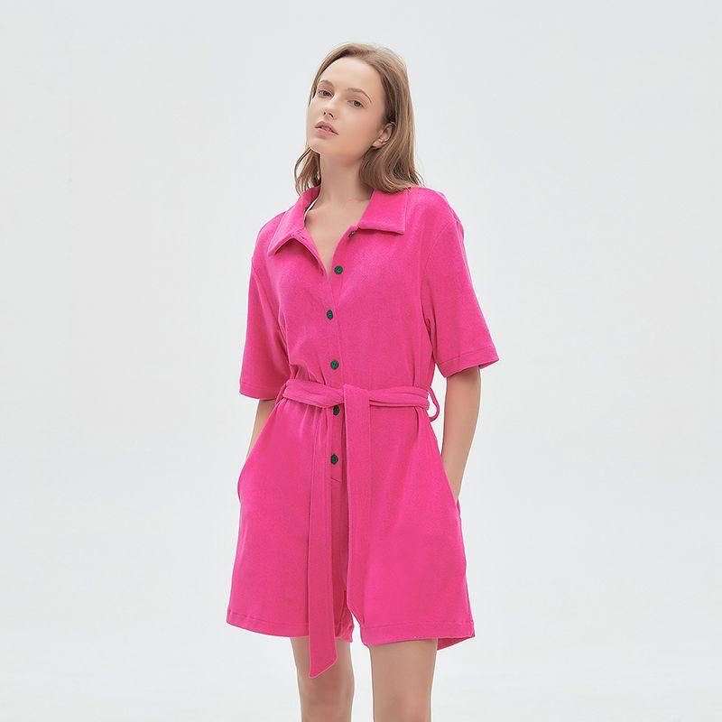 

Полотенце из чистого хлопка Впитывающее Свободное Комбинезон Женский Халат Верхняя одежда Домашняя одежда Быстросохнущее Пляжное Купальное Банное Пижама Rose Red L