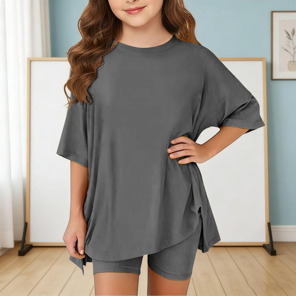 Sommeroutfits für Mädchen, 2-teilige Sets aus Hemden und Shorts, Frühlingsoutfits, Sportshorts-Sets für Teenager-Mädchen