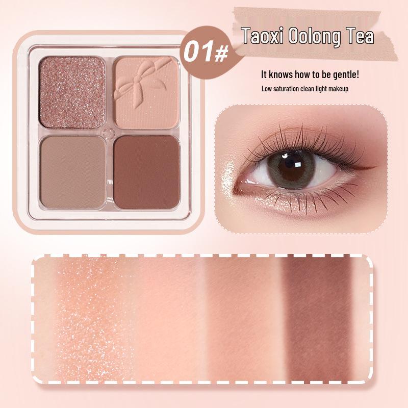 WODWOD Mist Fantasy 4-Color Eyeshadow & Highlighter Palette - Pigmented, Blendable, Long-Lasting, No Fallout.