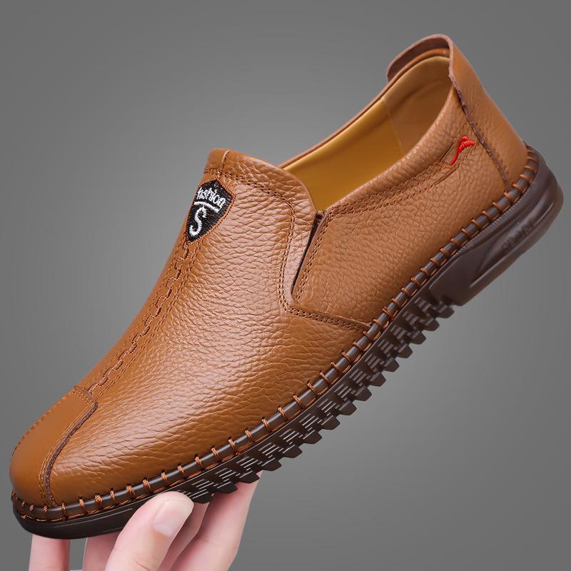 Fashion 2025 Summer Autumn Soft-soled Men's Leather Shoes Business Casual Fashion Big Size Loafers Male Solid Color Driving Shoes Man