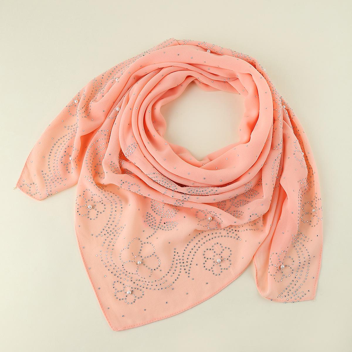 Pearl-Embellished Ethnic Rhinestone Women s Hijab Scarf