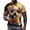 3D Puppy Pattern Printed Short Sleeved Summer Breathable Round Neck Top Men's T-shirts