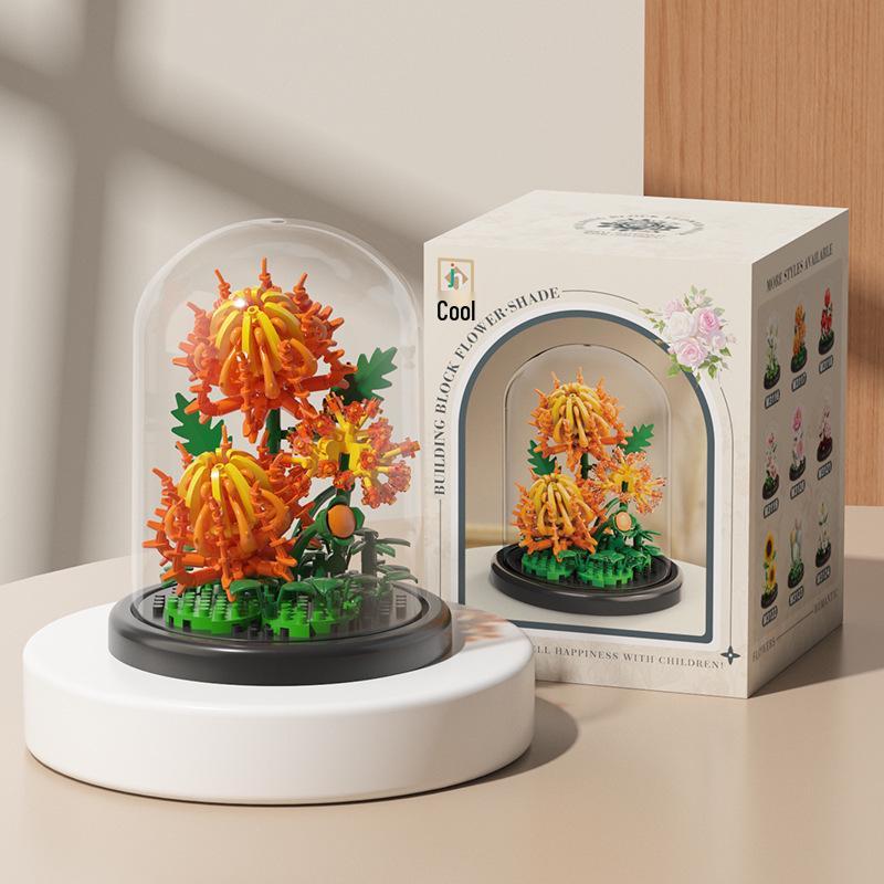 Lego-kompatible Bausteine Blumentopf & Bonsai Rosen Set, Bauspielzeug Geschenk für Mädchen