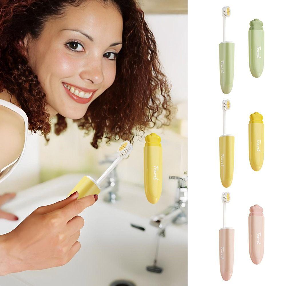 2-IN-1 Travel Toothbrush Set PortableSoft Bristled Deep Cleaning Oral Care Toothpaste Tube Storage Box Easy to Carry Mini