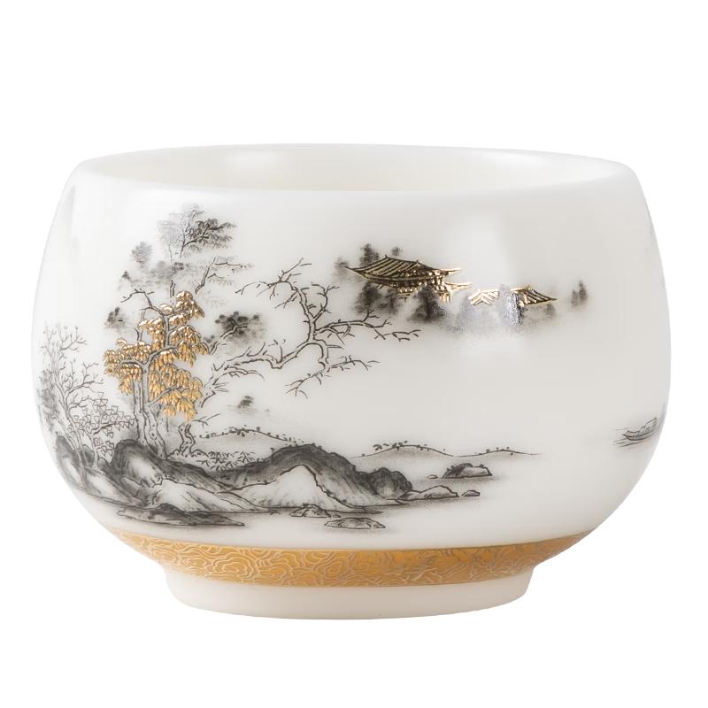 

Luxury Gold-Inlaid White Ceramic Teacup Set