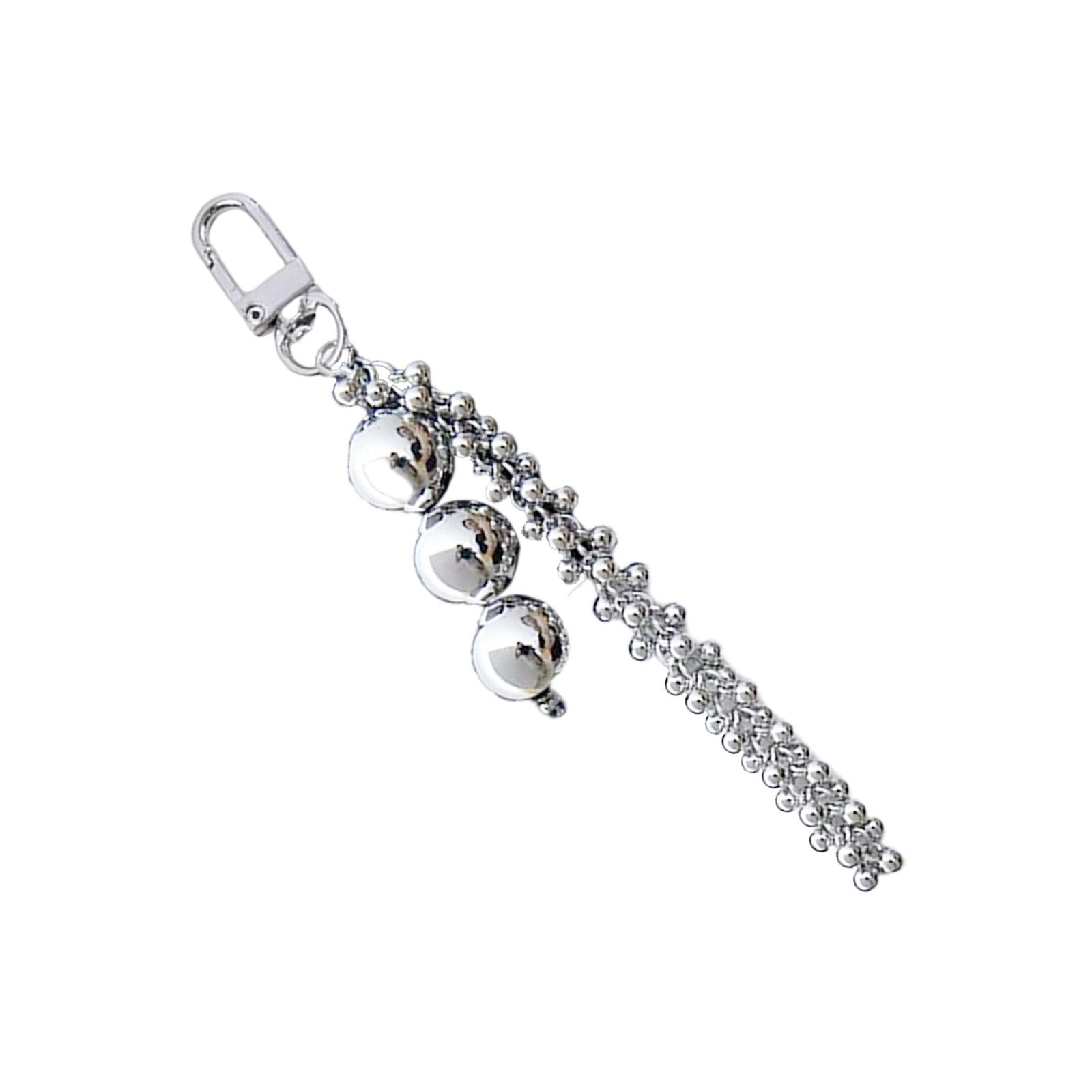 

Стильный брелок с кисточкой для ключей, сумок, рюкзаков, модная акриловая цепочка для телефона с бусинами, декоративный ювелирный аксессуар серебряный