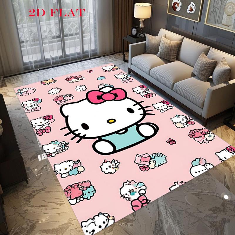 Hello Kitty Neon Stripes carpet Camping Trip Suitable For All Seasons Nap carpet Outdoor Plush carpet Bedroom