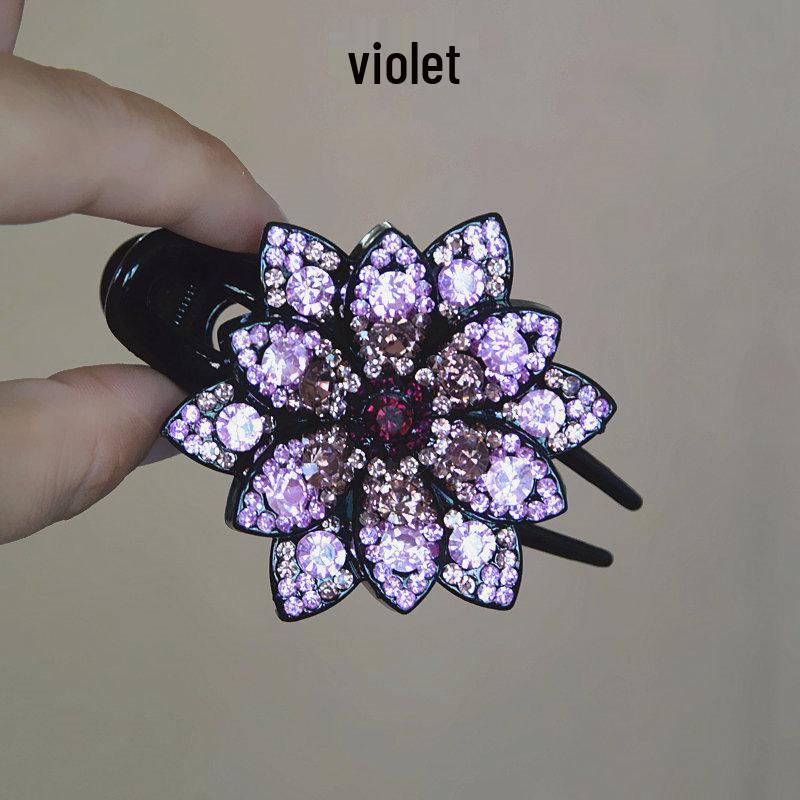 Korean Style Women s Flower Hair Bun Claw Clip - Three-Prong Hair Accessory for Mom Natural фиолетовый