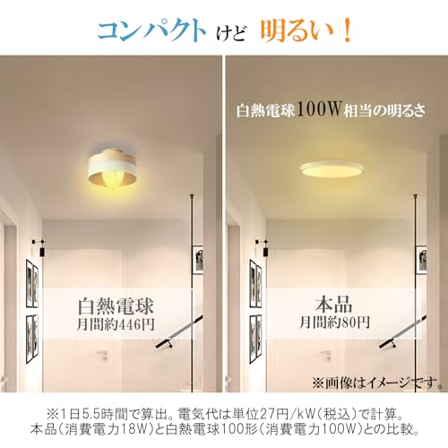 ORALUCE Compact Ceiling Light, Warm White, 18W, 1930lm, LED, One-Touch Installation, Compact, Insect-Proof, Sealed Design, Uniform Lighting, Ultra-Thi