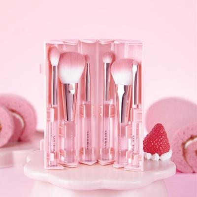 Pink Roll Makeup Brush 6 Type Set