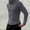 Yousheng Men Long Sleeve T-Shirt Winter Autumn Solid Color Sweatshirt Half High Zip Neck Pullover Casual Male Tops for Sports Daily Wear