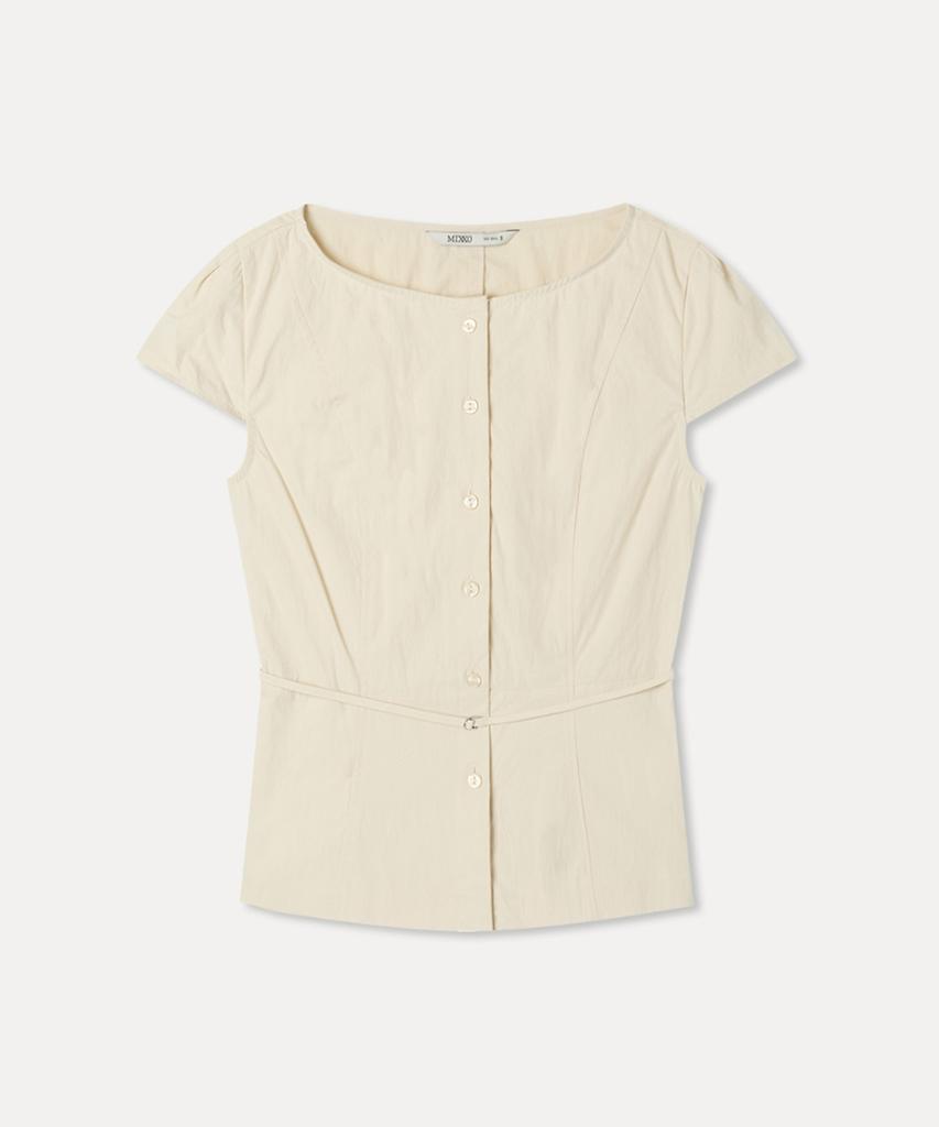 MIXXO Boat Neck Belted Blouse_Miwbwg511B