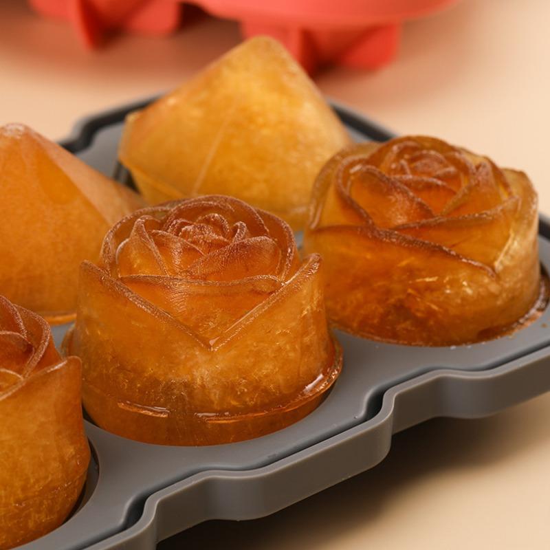 Rose Diamond Shape Ice Cube Mold Whisky Wine Cool Down Ice Maker Reusable Ice Cubes Tray Mold for Freezer with Lid