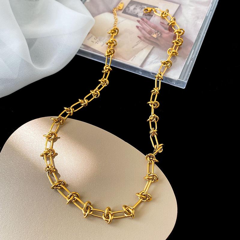 Fashionable And Minimalist Knotted Metal Necklace For Both Men's And Women's Hip-hop Punk Street Style Daily Jewelry Gifts