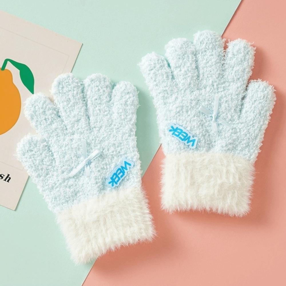 Warm Cuffs Children's Knit Gloves Soft Full Finger Mittens Kids Winter Gloves Winter Daily Wear