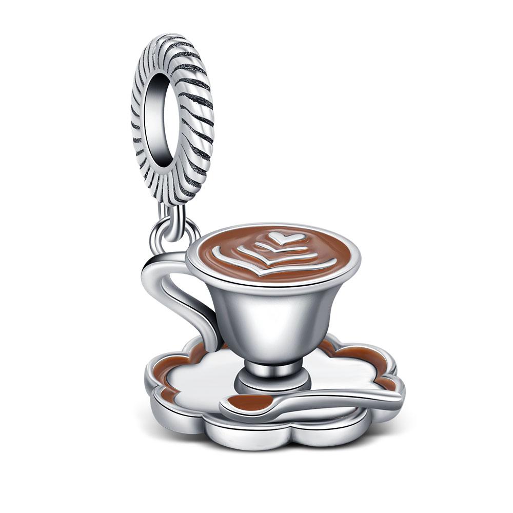 Copper Charm Cute Coffee Pendant Beads Fit Original Bracelet Necklace Diy Jewelry Women Gifts