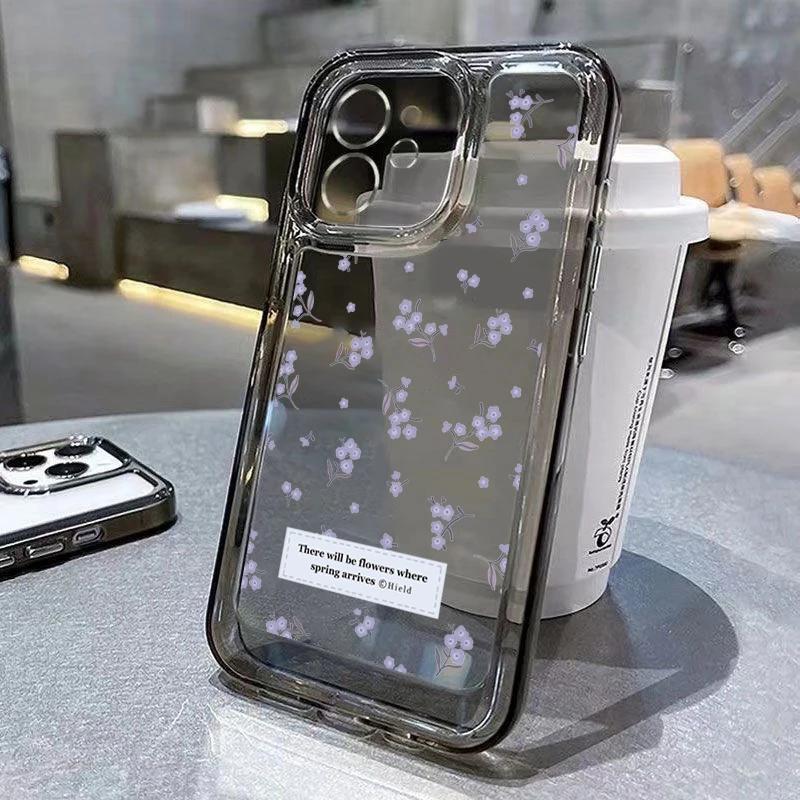 Korean Cute Flower Soft Silicone Phone Case ForIPhone 17 16 16E 15 14 13 12 11 Pro Max XS X 7 8 PlusTransparent Shockproof Cover