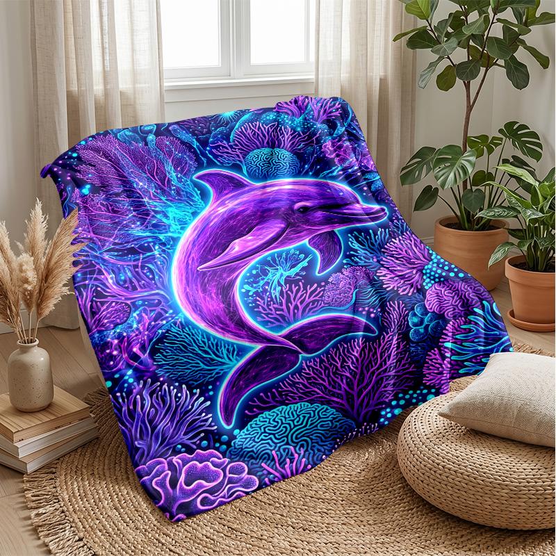 Mermaid and Dolphins Dance Theme blanket Lightweight Warm Flannel Blanket Decorative Throw Blanket for Home Decoration