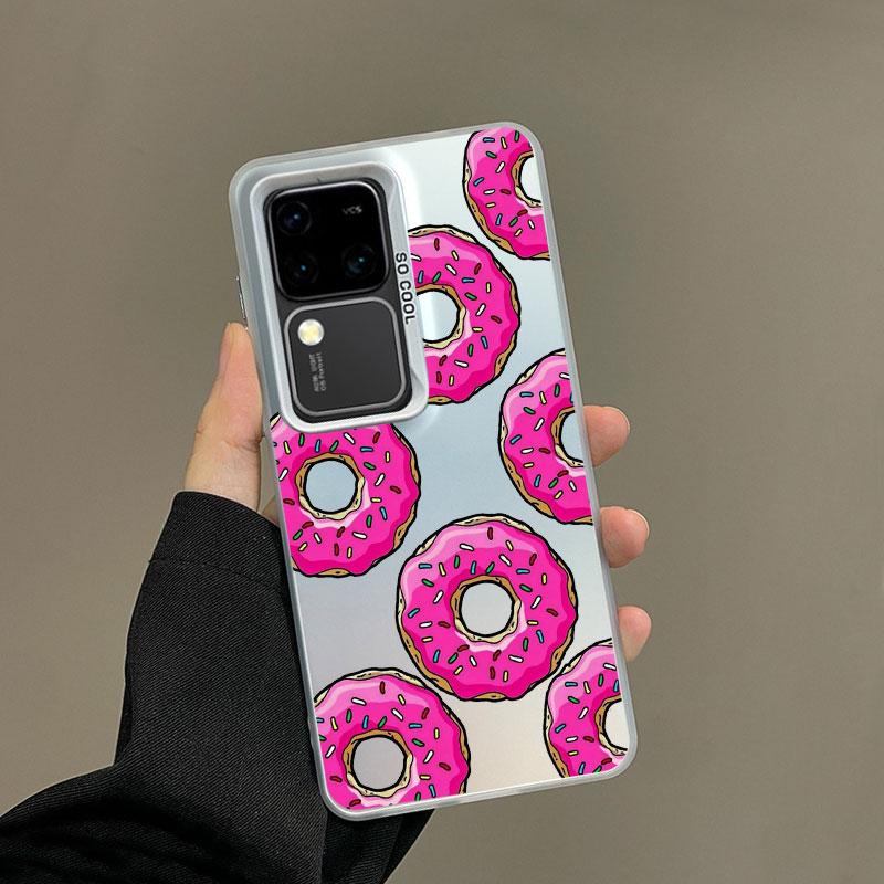 For Samsung Galaxy S21 S23 S24 FE S25 S24 S23 S22 Ultra Plus Laser Phone Case Sweet Fabulous Pink Donut Cookies Bread Cake Cover