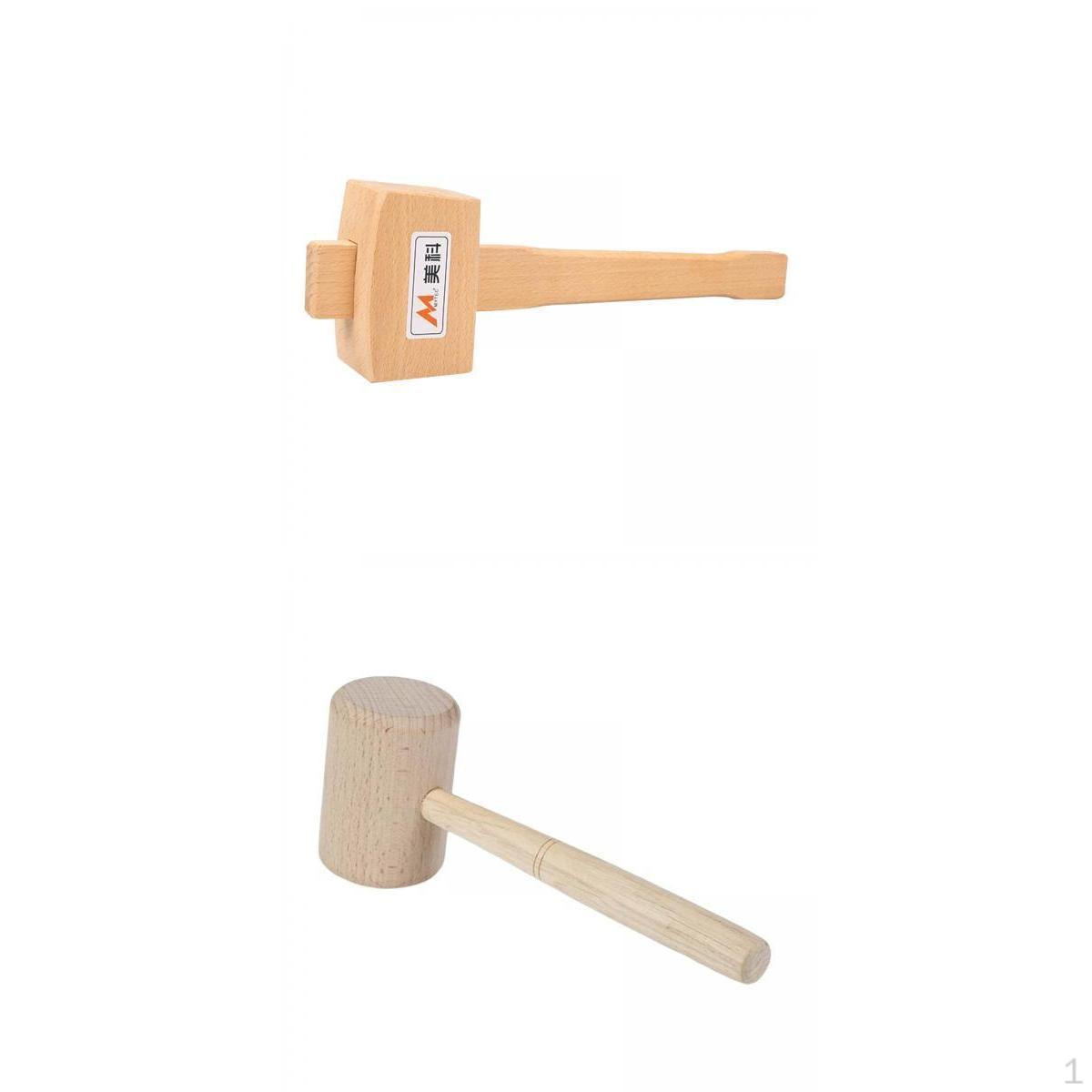 

2 Pcs Solid Beech Mallet Impact Resistant Anti-falling for Carpenter
