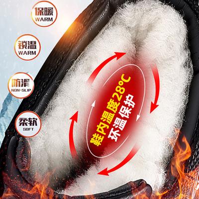 Winter New Dad High-top Cotton Shoes Men's Leather Lace-up Thermal Snow Boots Zipper Foot Cotton Shoes