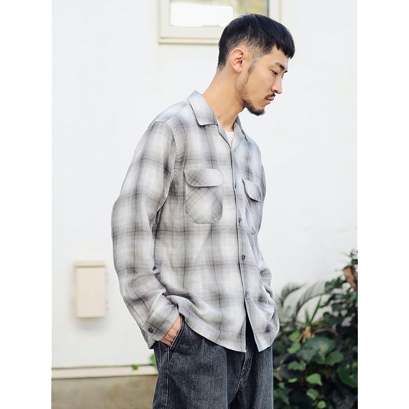 [Beaming Life Store by BEAMS] L/S Shirt [Special Order] PENDLETON Check Open Collar Shirt Men's GREY M_92110387964