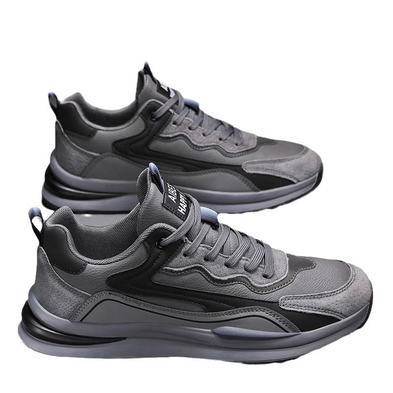 Sports men's shoes spring and autumn 2024 new leather surface waterproof and non-slip leisure work soft sole labor insurance tide shoes