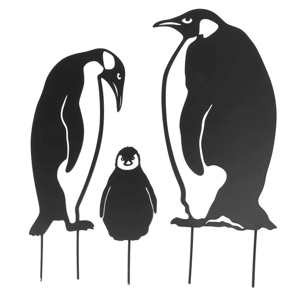 Simulace sochy rodinných kol tučňáka Živá dekorace kůlů z dutého železa pro zahradní trávník