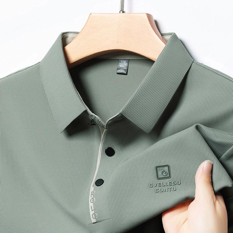 Men'S Short-Sleeved T-Shirt Lapel Polo Shirt Simple Business Casual Top Bottoming Shirt